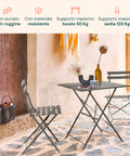 Koby-Lounge-Set mit Tisch und 2 klappbaren Stühlen aus anthrazitfarbenem Metall