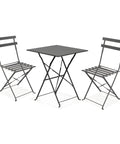 Koby-Lounge-Set mit Tisch und 2 klappbaren Stühlen aus anthrazitfarbenem Metall