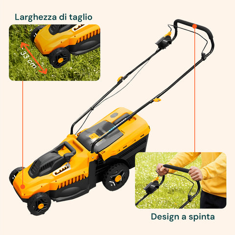Elektro-Rasenmäher 1400 W, handgeführt, mit 35-L-Sack und 5 Schnitthöhen