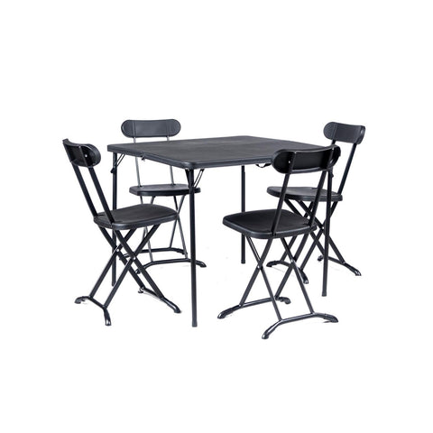Set aus klappbarem Koffertisch mit 4 Stühlen aus anthrazitfarben lackiertem Stahl Horeca EAN-8023755053482