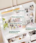 Schreibtisch mit Spiegel und LED-Leuchten in 3 Lichtfarben - natürlich, warm, kalt - für Make-up und Organisation