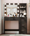 Schreibtisch mit Spiegel und LED-Leuchten in 3 Lichtfarben - natürlich, warm, kalt - für Make-up und Organisation