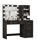 Schreibtisch mit Spiegel und LED-Leuchten in 3 Lichtfarben - natürlich, warm, kalt - für Make-up und Organisation