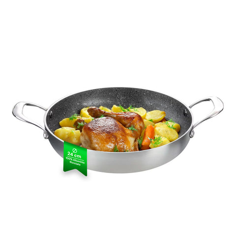 Hoher, ausgestellter Topf aus satiniertem Recycling-Aluminium – Ø 24/28/32 cm