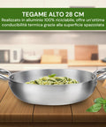 Hoher, ausgestellter Topf aus satiniertem Recycling-Aluminium – Ø 24/28/32 cm
