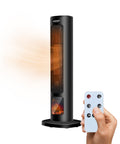 Wintem keramischer Heizlüfter Uriel 2000 W als tragbarer Turm mit Fernbedienung, 12-Stunden-Timer, Kippschutz und Flammeneffekt EAN-8052286431339