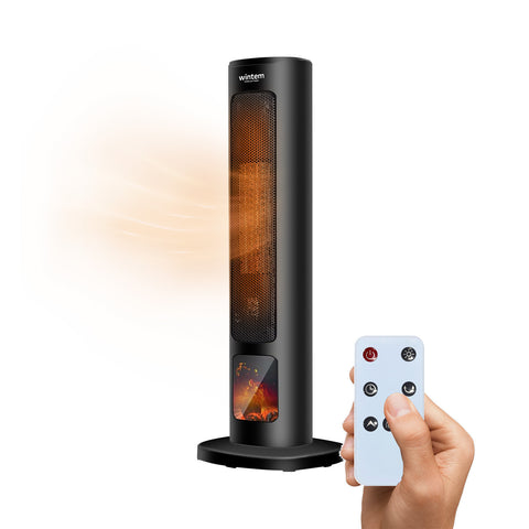 Keramik-Heizlüfter 2000W mit Fernbedienung, 12-Stunden-Timer und Flammeneffekt