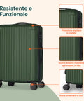3er-Set Trolleys mit Teleskopgriff und Rollen, 56/66/76 cm, Grün