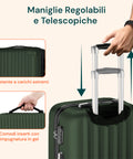 3er-Set Trolleys mit Teleskopgriff und Rollen, 56/66/76 cm, Grün