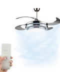 Deckenventilator mit 4 einziehbaren Flügeln, Licht und Fernbedienung, 35 W