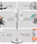 Wintem Standventilator LUXVENT, leise, 50 W, mit 3 Geschwindigkeitsstufen und einstellbarer Oszillation