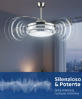 Deckenventilator mit 4 einziehbaren Flügeln, Licht und Fernbedienung, 35 W