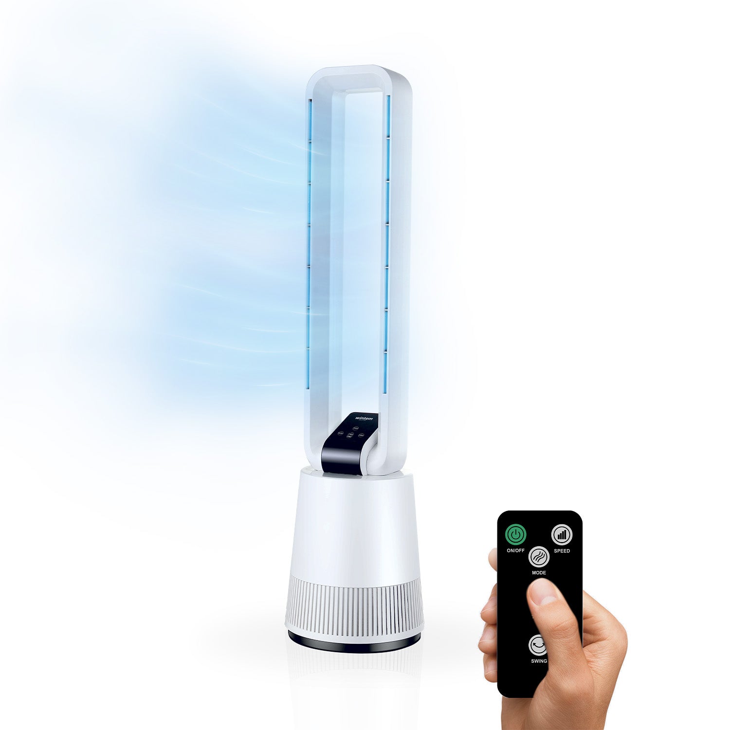 Wintem Zero Blade Luftkühler ohne Rotorblätter, 50 W, mit LED-Display, 3 Geschwindigkeitsstufen, Oszillation, 15-Stunden-Timer und Fernbedienung Ean-8052286431728