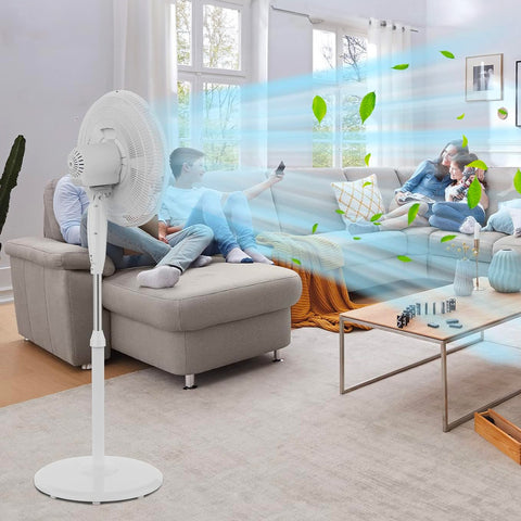 Standventilator 45 W mit 3 Flügeln, Fernbedienung, Timer und 3 Geschwindigkeitsstufen, Weiß-DCG-ean-8032774626430