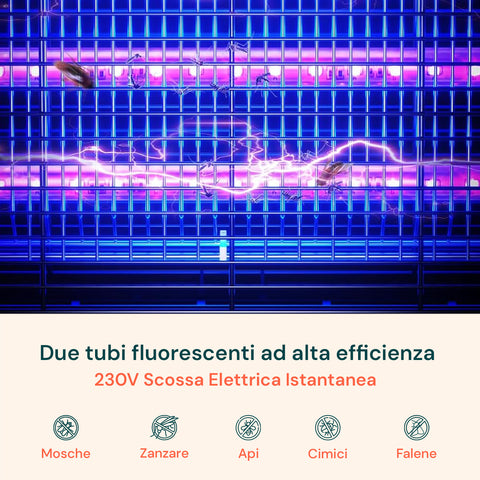 Zwei hocheffiziente 230-V-Leuchtstoffröhren mit sofortigem Elektroschock zur Beseitigung von Fliegen, Mücken, Bienen, Wanzen und Motten