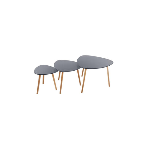 Set aus 3 niedrigen Holztischen aus Holz 34 47 und 60cm