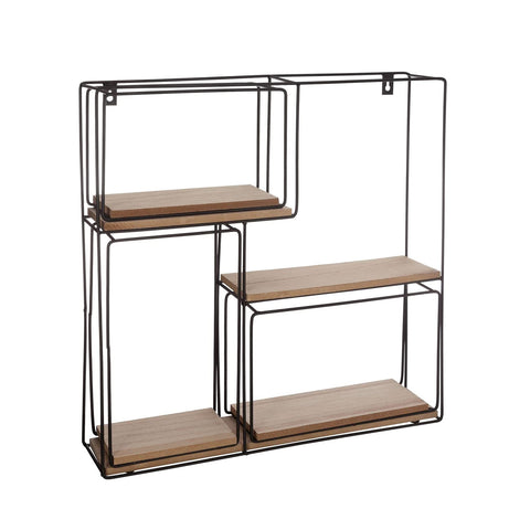 Set aus 4 verstellbaren Wandregalen aus Holz und Metall 49x48x9,5cm