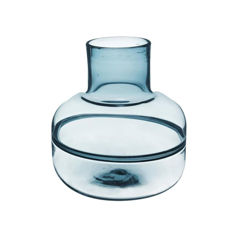 Flache Vase mit kreisförmigem Boden Line aus grauem Glas H24cm