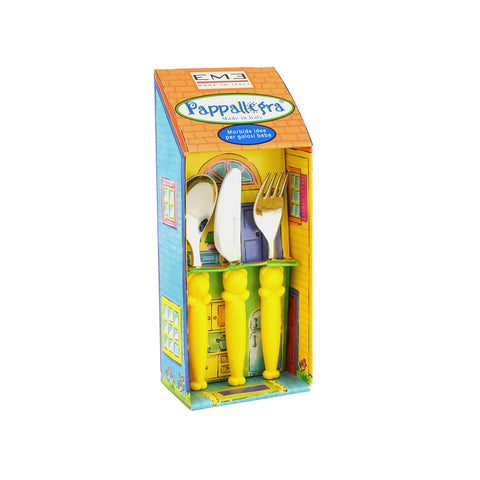 Set aus 3 Kinderbesteckteilen Pappallegra Gelb