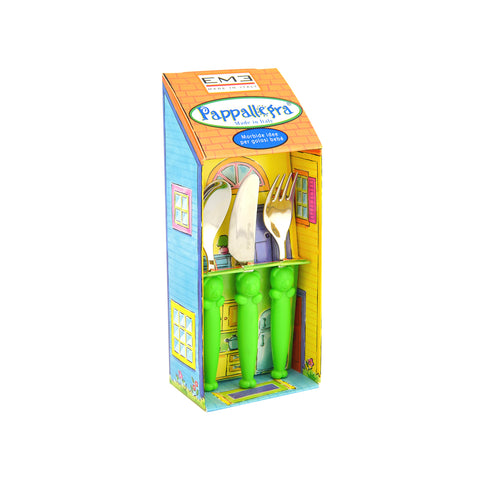 Set aus 3 Kinderbesteckteilen Pappallegra Grün
