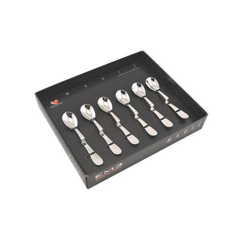 Set aus 6 Espressolöffeln aus Edelstahl Magic