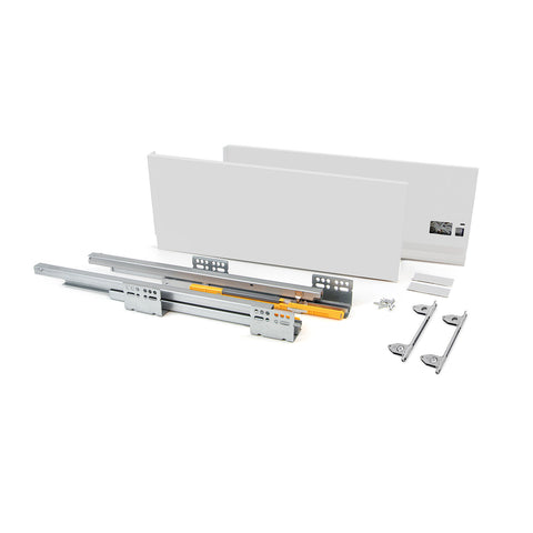 Set für außenliegende Schublade mit 2 Auszügen und 2 Seitenwänden, 18,5x50cm, weiß