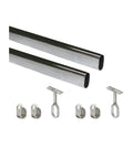 Bild-1-Emuca-Set mit 2 Kleiderstangen für den Schrank mit 2 ovalen Führungsschienen, 1,15 m, Hochglanzchrom, EAN 8432393274157