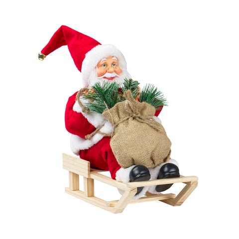 Dekoration Weihnachtsmann auf Schlitten 45x20x30cm
