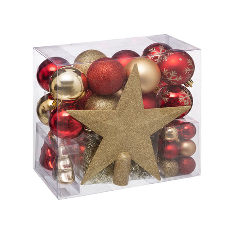 Set mit 44 Kugeln und Dekorationen für den Weihnachtsbaum