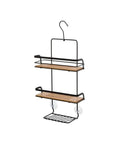 Bild-1-Feridras-Duschablage-mit-Haken-mit-3-Ebenen-aus-Bambus-und-schwarzem-Stahl-26x55x10cm-EAN-8056471564017