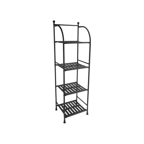 Badregal mit 4 Ablagen aus schwarzem Metall, 33,5x116x27,5cm