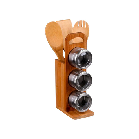 7-teiliges Set mit 3 Gewürzhaltern, Utensilien und Organizer