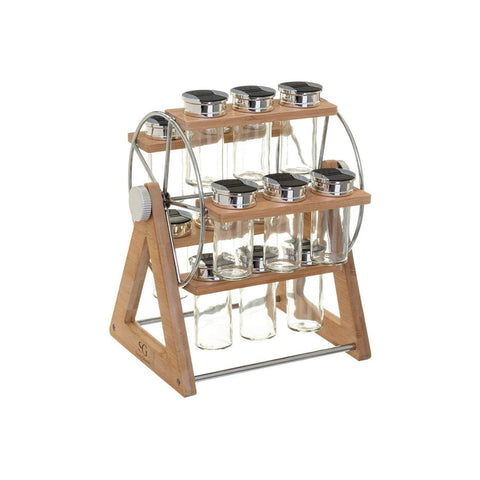 Drehbarer Gewürzständer aus Holz für 15 Gläser