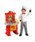 Bild-1-giaquinto-rote Spielküche für kleine Köche, 58 cm hoch, mit 14 Zubehörteilen inklusive, EAN-8058486005226