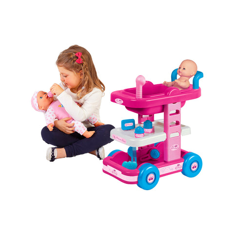 My Princess Kinderwagen, 7-teilig, 48 cm hoch, mit Badewanne, Trolley für Mädchen