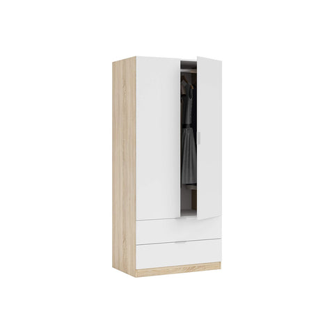 Kleiderschrank mit 2 Türen und 2 Schubladen, 81x52x180cm
