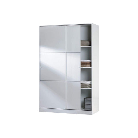 Kleiderschrank mit 2 Schiebetüren, Weiß, 200x120x50cm
