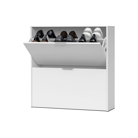 Schuhschrank mit 2 Klappen, Weiß, 76x75x22cm