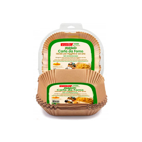 Set mit 50 quadratischen Heißluftfritteusen-Papieren
