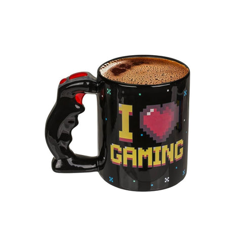 Heat-Change-Tasse I Love Gaming mit Joystickhenkel 10x12cm