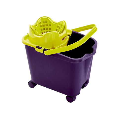 Bodenwischsystem mit Rollen und Eimer mit Utensilienhalter 14L