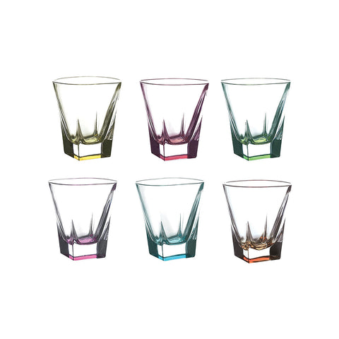 6-teiliges Set farbiger Fusion-Gläser
