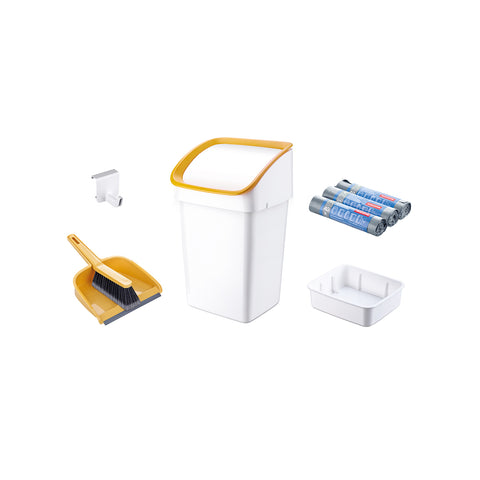 Set mit Mülleimer, Bürste und Beuteln 21 l