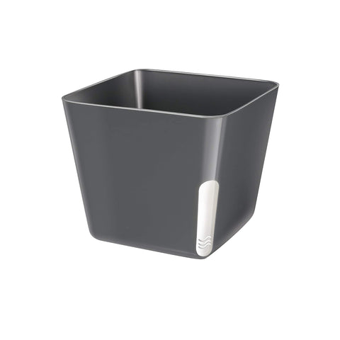 Quadratischer Blumentopf aus schwarzem Metall 13x11cm