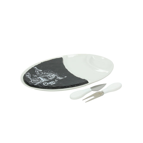 4-teiliges Set mit Käseteller und Käsemessern