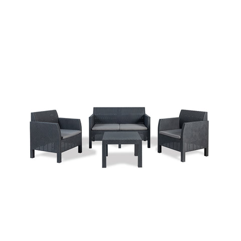 Set aus 2 Sesseln und Beistelltisch, anthrazit