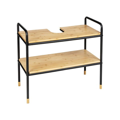 Metall- und Bambusregal mit 2 Ablagen, H 60cm
