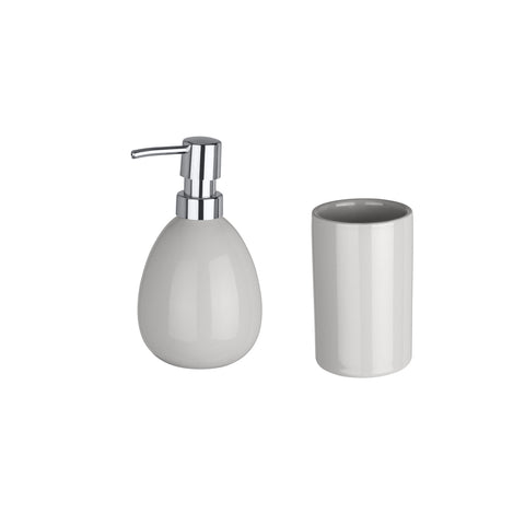 Set aus Seifenspender und Zahnbürstenhalter in Grau