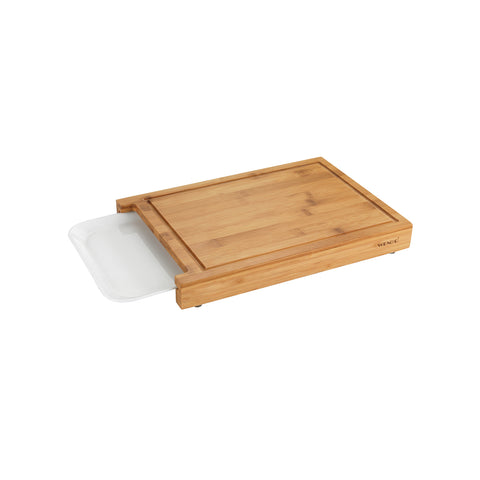 Schneidebrett-Set aus Bambus mit Schale