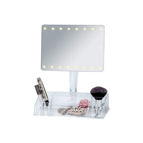 Spiegel mit LED-Leuchten und Organizer
